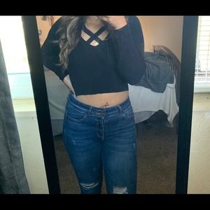 crisscrossed long sleeve